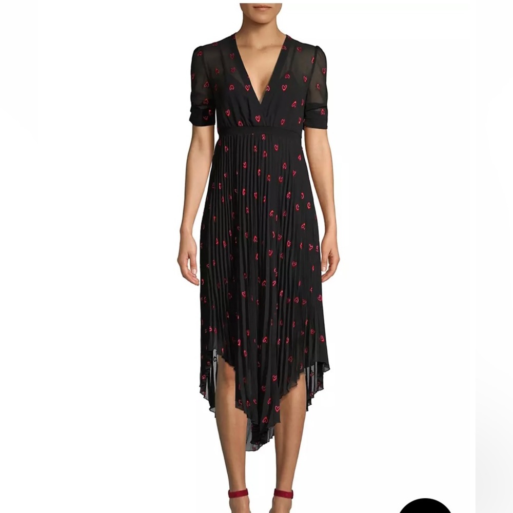 Maje Heart Pleated Chiffon Dress NWT